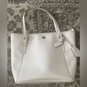 Coach Leather City Tote Shoulder Bag Chalk/Gold Pre-Owned